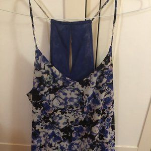 Japna flowy blue impressionist floral top - XL